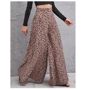 Speckled Print High-Rise Wide Leg Pants Medium